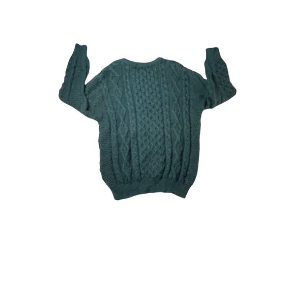Kerry Traditions size XL sweater 100% wool blue/green chunky cable knit - Picture 3 of 6
